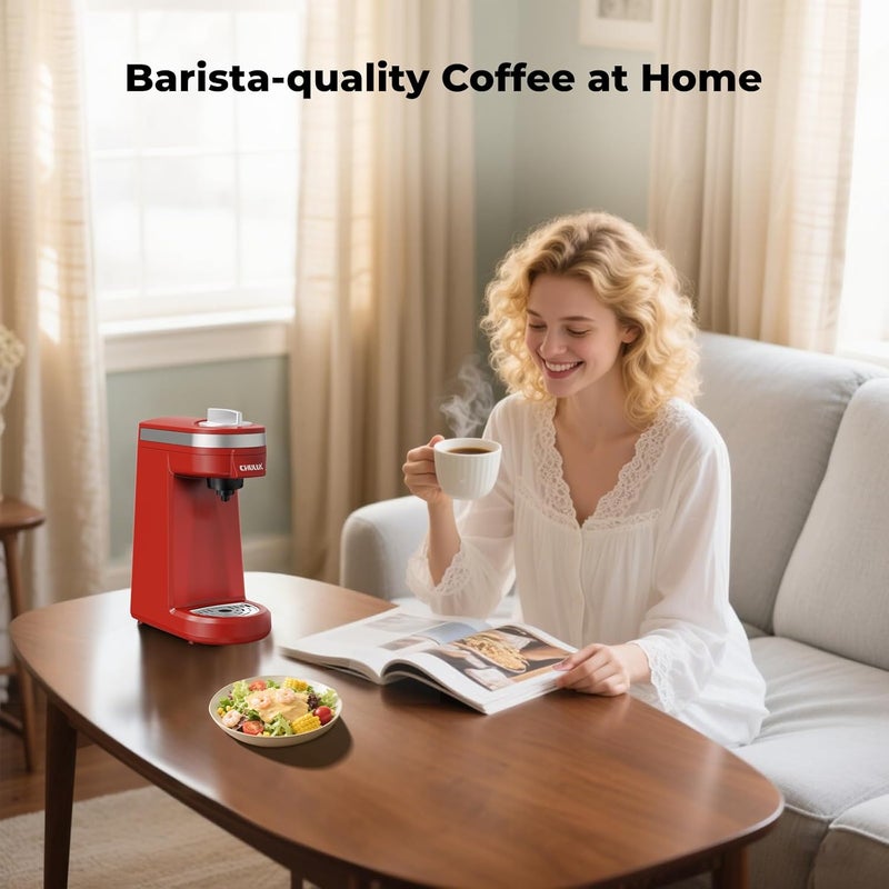 CHULUX Mini Coffee Maker for K Capsule, Single Serve Coffee Maker for One Cup Americano, Lightweight Pod Coffee Machine, Red - Image 5